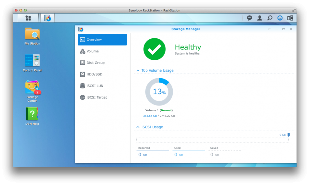 DSM 5.0 auf einer Rackstation RS214 (Screenshot: Golem.de)